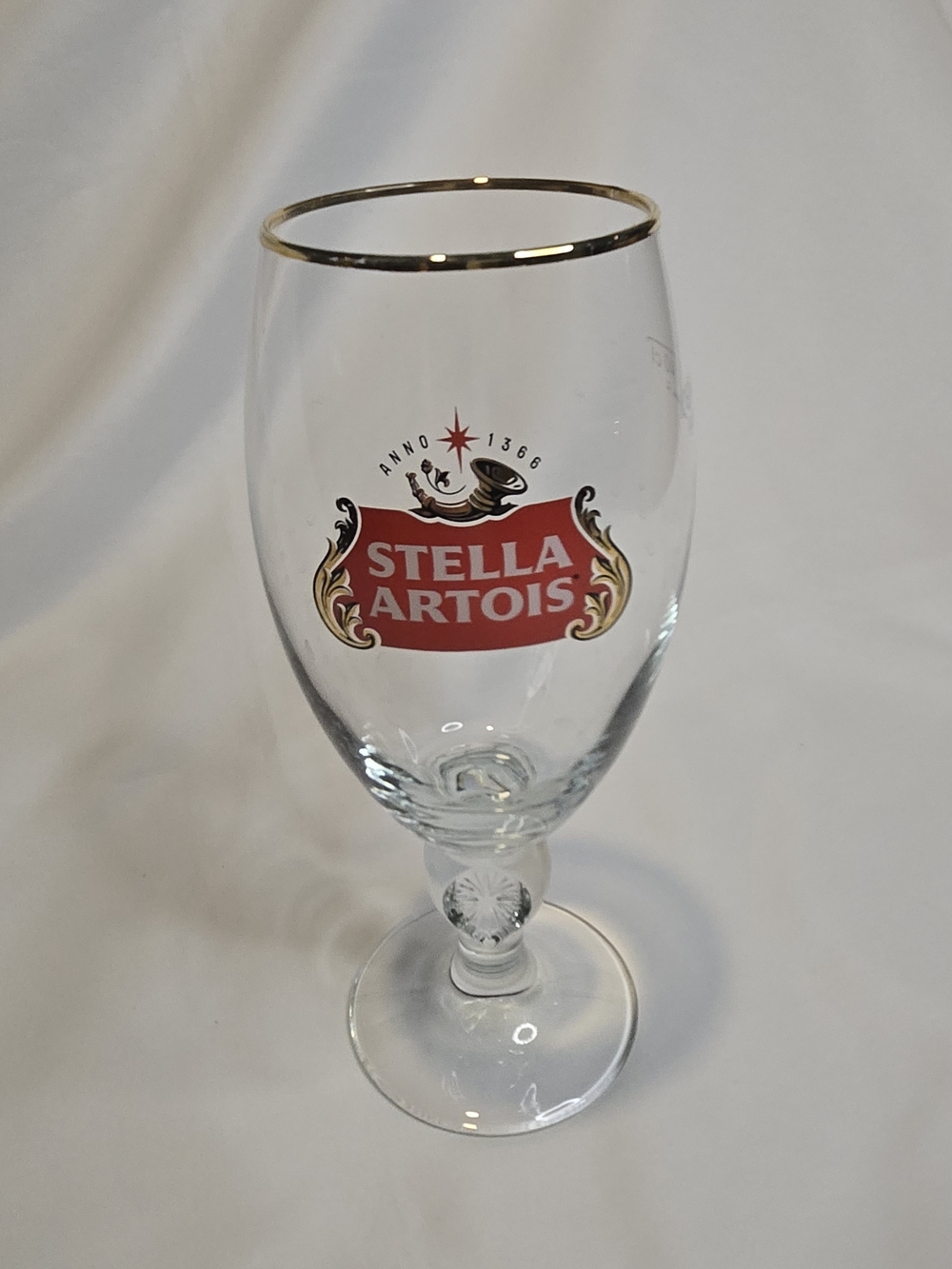 Stella Artois Beer Glass 8" Promotional Barware 40cl Gold Rim